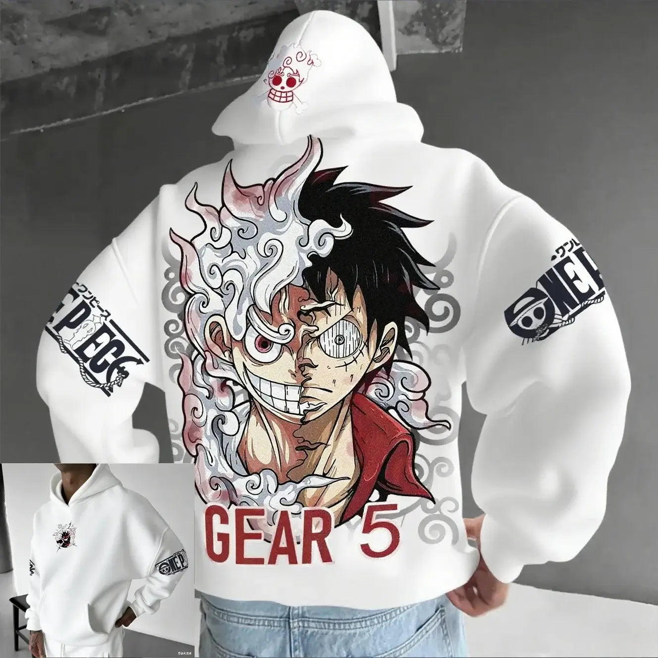 One Piece Luffy Gear 5 Nika Anime Hoodie Streetwear
