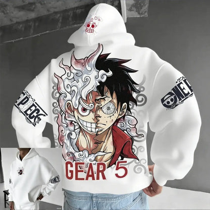 One Piece Luffy Gear 5 Nika Anime Hoodie Streetwear