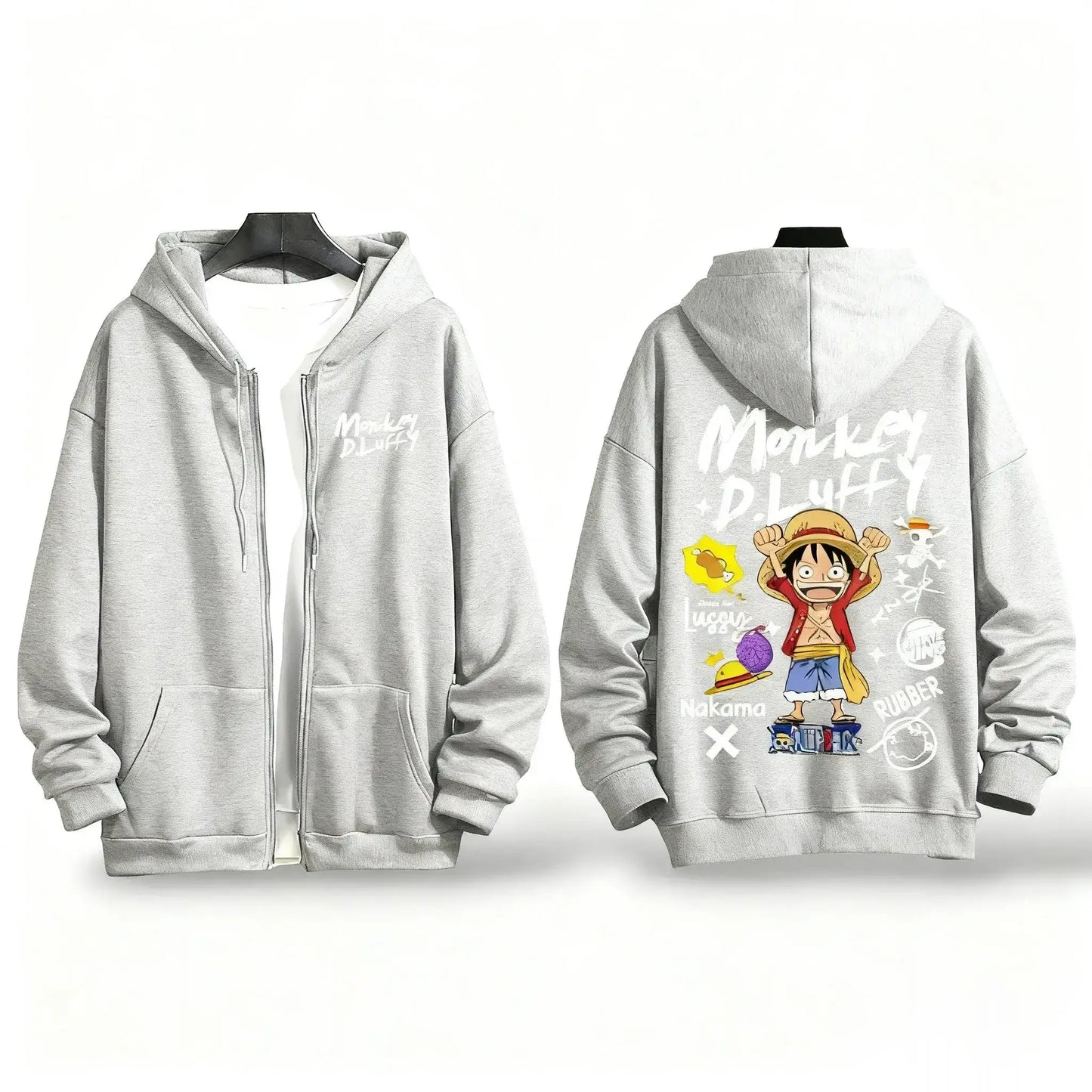 One Piece Luffy Anime Hooded Jacket Graphic Streetwear