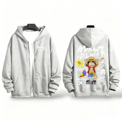 One Piece Luffy Anime Hooded Jacket Graphic Streetwear