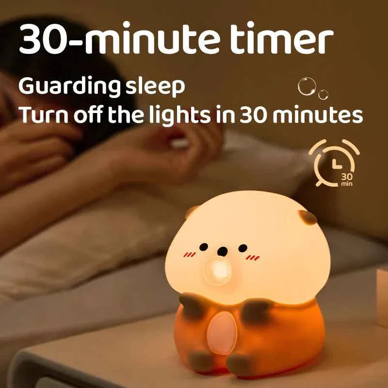 Kawaii Animal Silicone Night Light - Rechargable Fox/Duck/Frog Touch Sensor Lamp