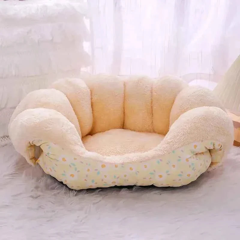 2-in-1 Winter Warm Cat House Bed (Up to 23.6 in) - Convertible Sofa/Basket for Dogs & Cats