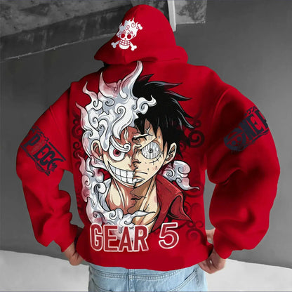 One Piece Luffy Gear 5 Nika Anime Hoodie Streetwear