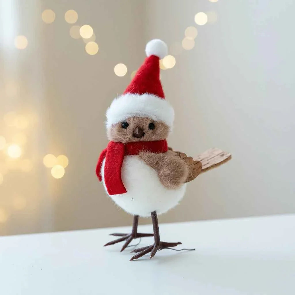Cute Plush Bird/Bear Couple Christmas Tree Hanging Pendant - Handcrafted Xmas Ornament