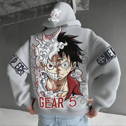 One Piece Luffy Gear 5 Nika Anime Hoodie Streetwear