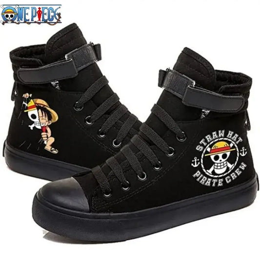 One Piece Luffy High Top Shoes: Autumn Winter Anime Sneakers