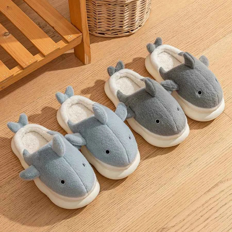 Fashion Fluffy Home Slippers - Women's/Couple Winter Platform Slides (Heel 1.4 in)