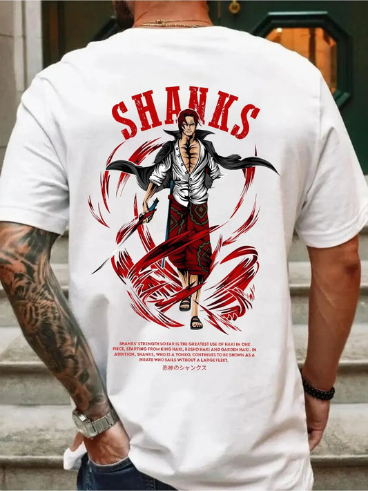 One Piece Shanks Summer T-shirt Retro Oversized Cotton