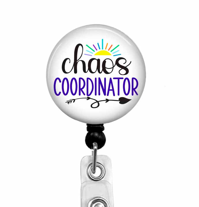 Chaos Coordinator Badge Reel – Funny Retractable ID Holder for Nurses, Teachers, Office Staff, Boss Gift