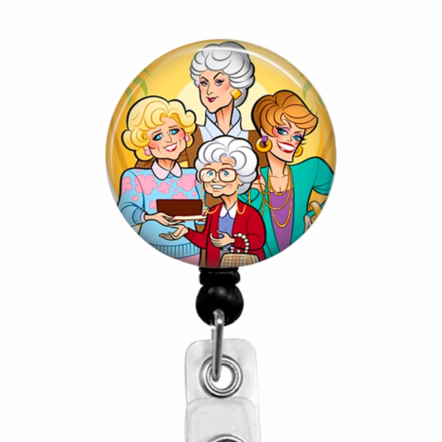 Golden Girls Badge Reel – Retractable ID Holder - Stethoscope Tag - Carabiner