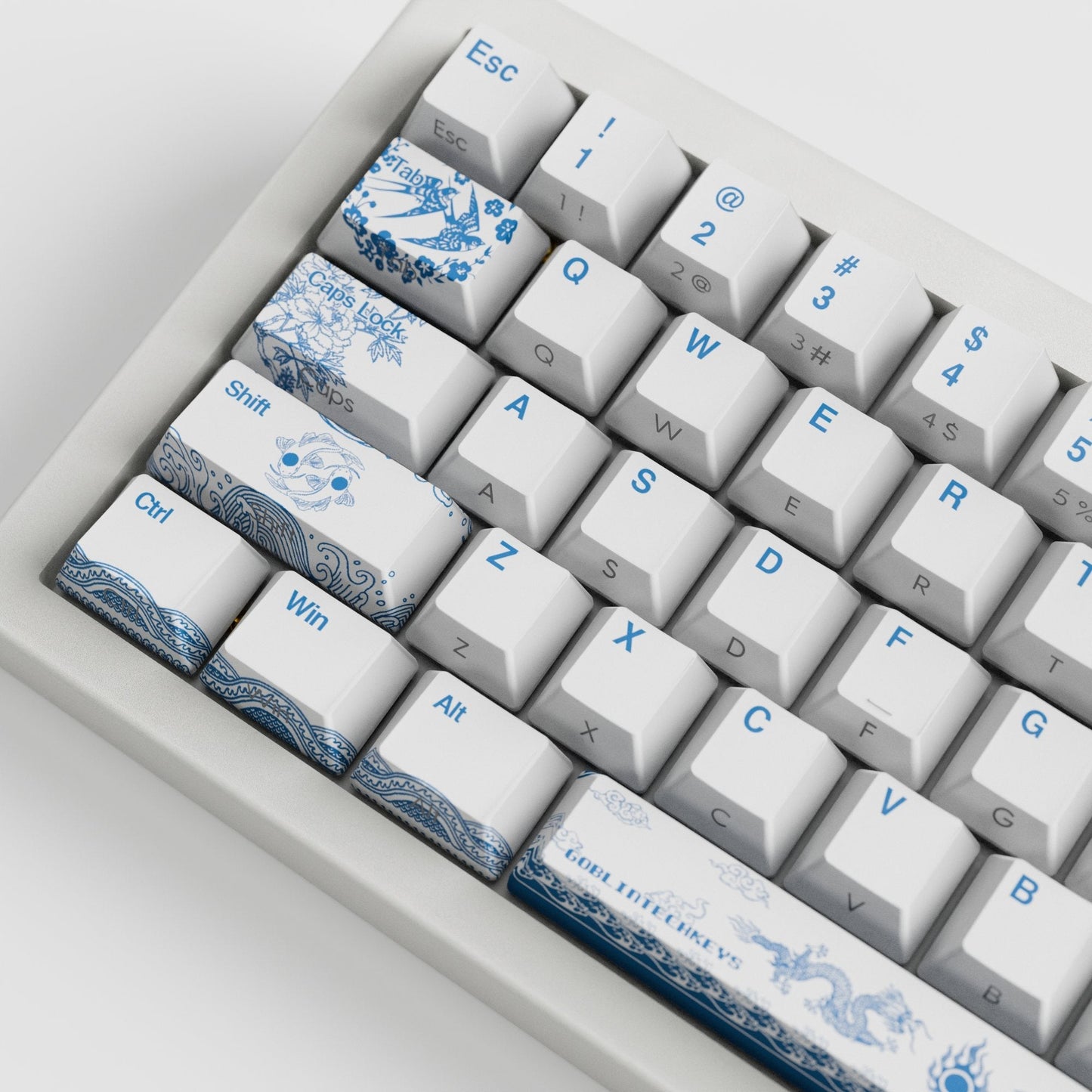 Blue Pottery Design Keycaps and Mechanical Keyboard