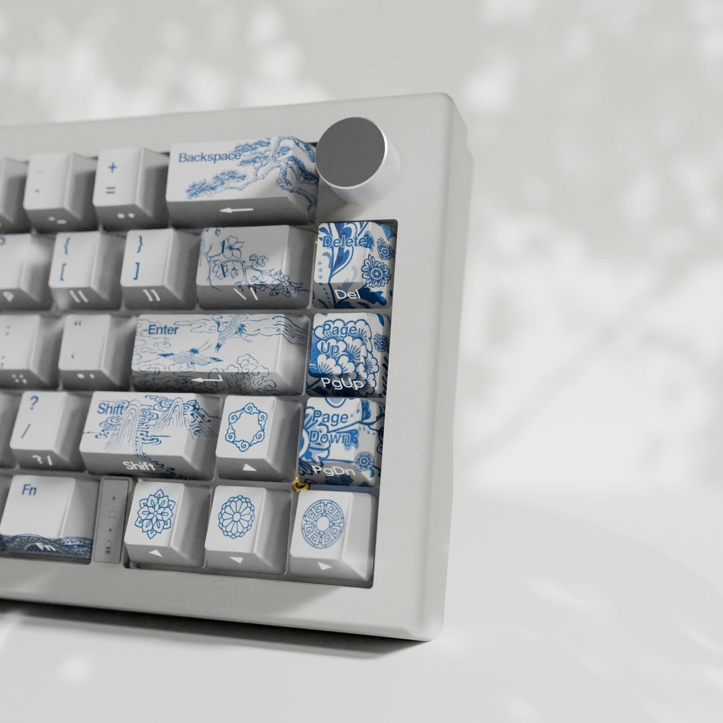 Blue Pottery Design Keycaps and Mechanical Keyboard