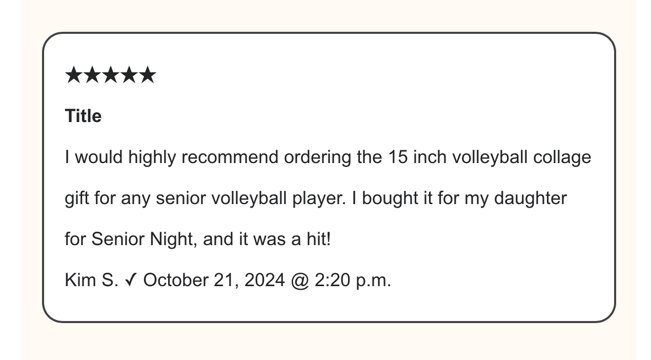 15 inch Volleyball Collage Gift | "Made to Perfection!"