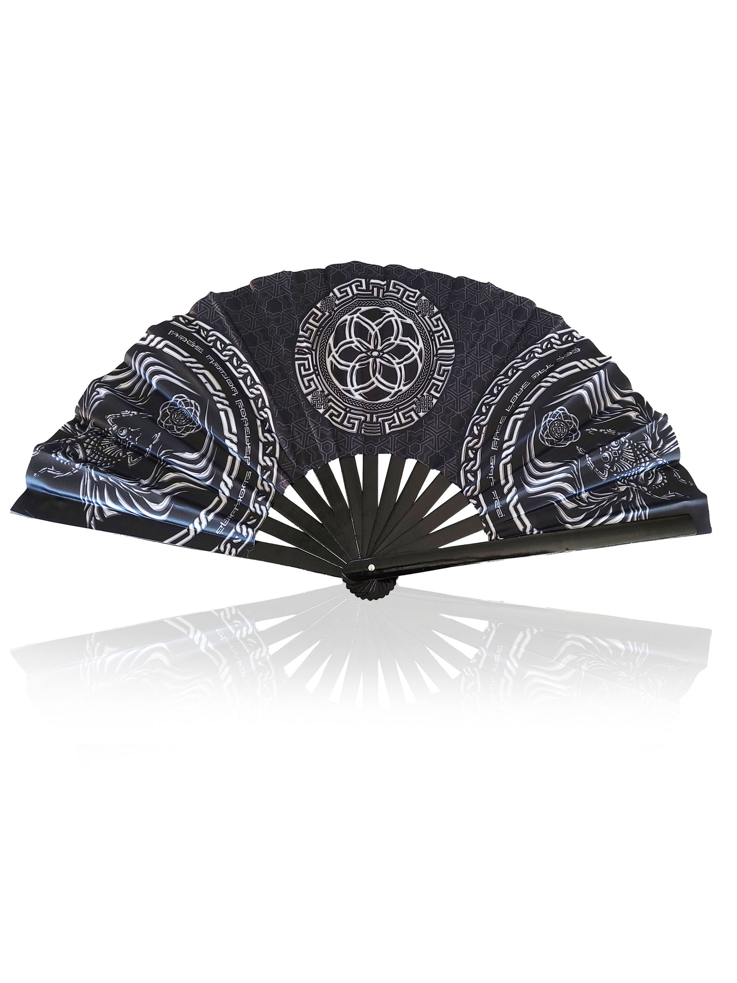 FOREVER EVOLVING SCARAB ✦ BLACK/WHITE Bamboo Fan